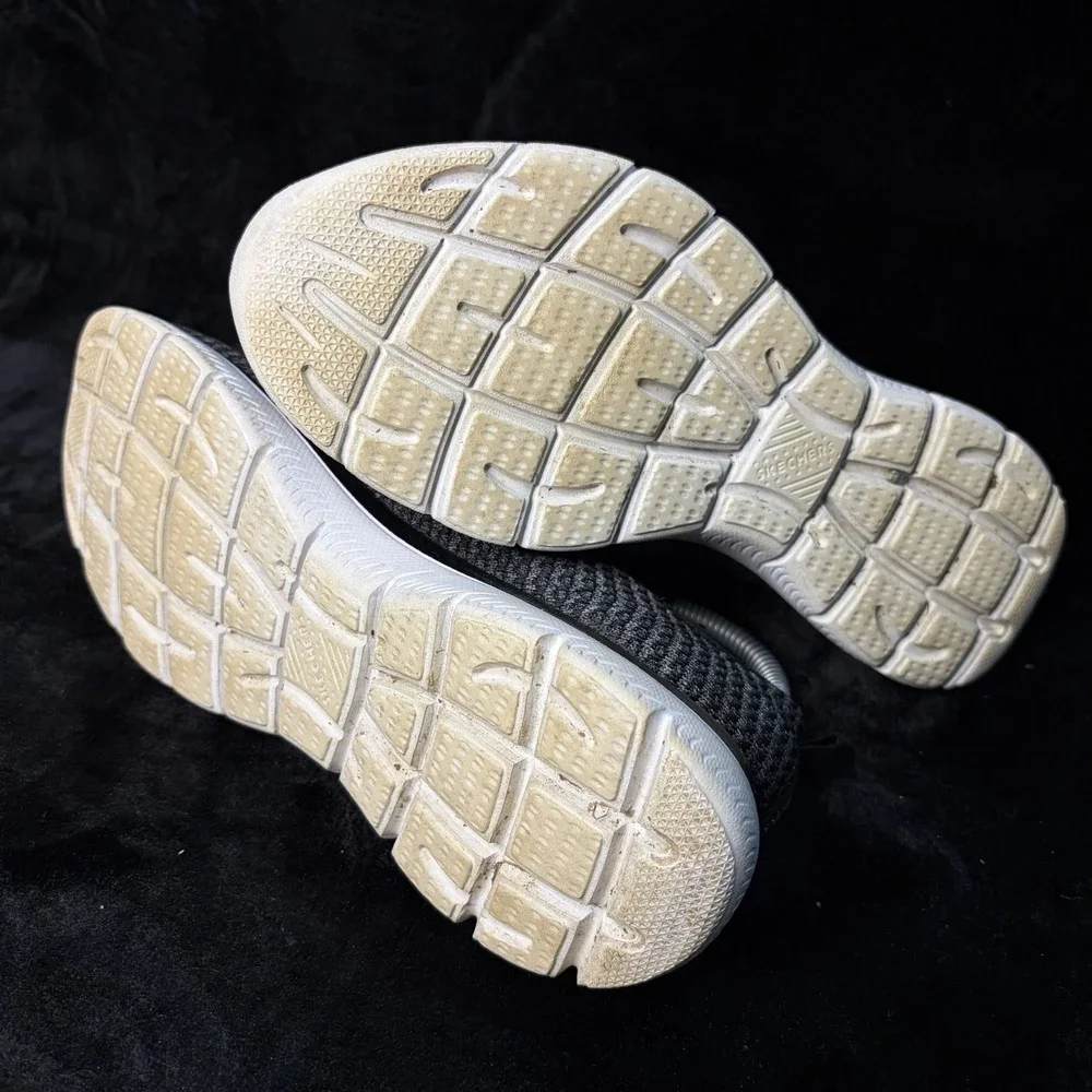 Skechers Memory Foam 59504S BKW Womens 8.5 Athletic Running Shoes Black Sneakers